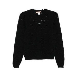 Twin-Set Black Sweater With Floral Openwork Detailing - NWT